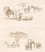 Настенное декоративное панно Сафари Safari коричневый слоны 230x400мм