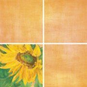 Настенная декоративная плитка (3) Акварель Подсолнух 200x200мм